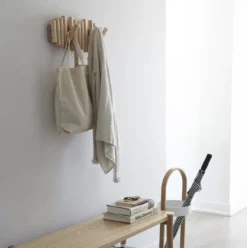 Wandkapstok Umbra Picket 5 haken naturel hout