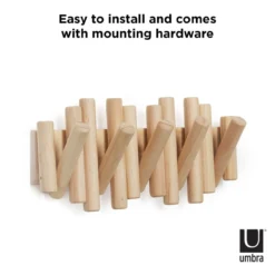 Wandkapstok Umbra Picket 5 haken naturel hout
