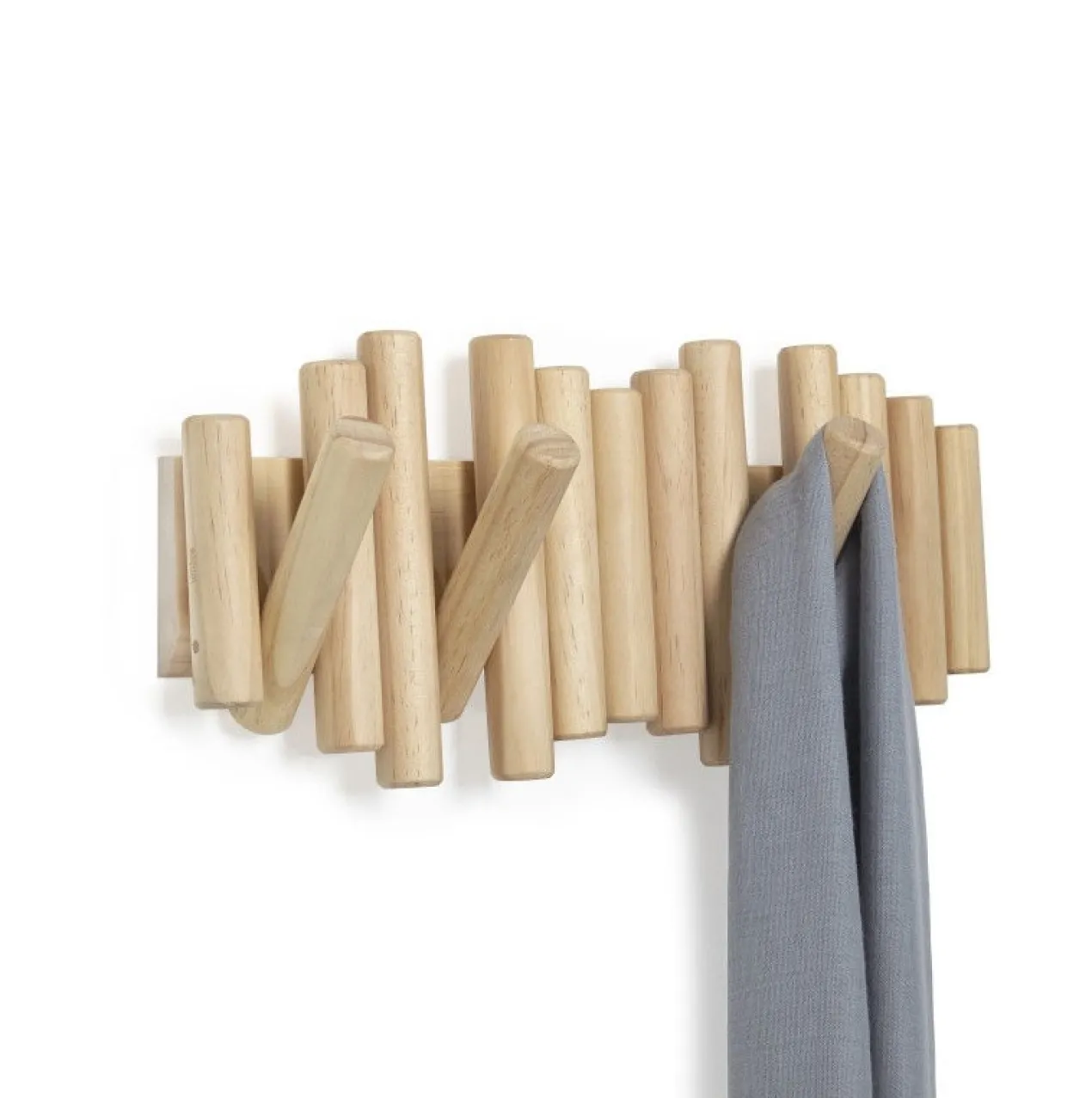 Wandkapstok Umbra Picket 5 haken naturel hout