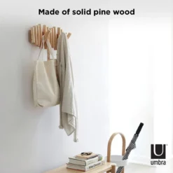 Wandkapstok Umbra Picket 5 haken naturel hout