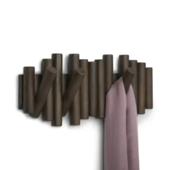 Wandkapstok Umbra Picket 5 haken walnoot hout