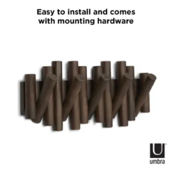 Wandkapstok Umbra Picket 5 haken walnoot hout