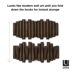 Wandkapstok Umbra Picket 5 haken walnoot hout