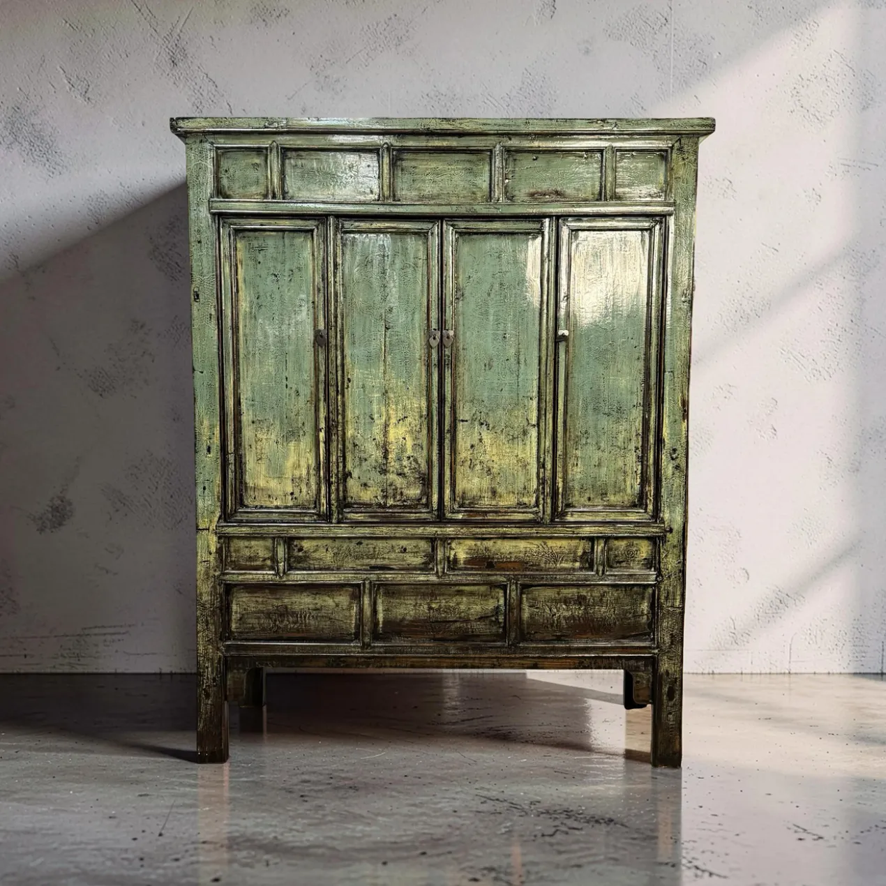 Wandkast blauw/groen lak uniek