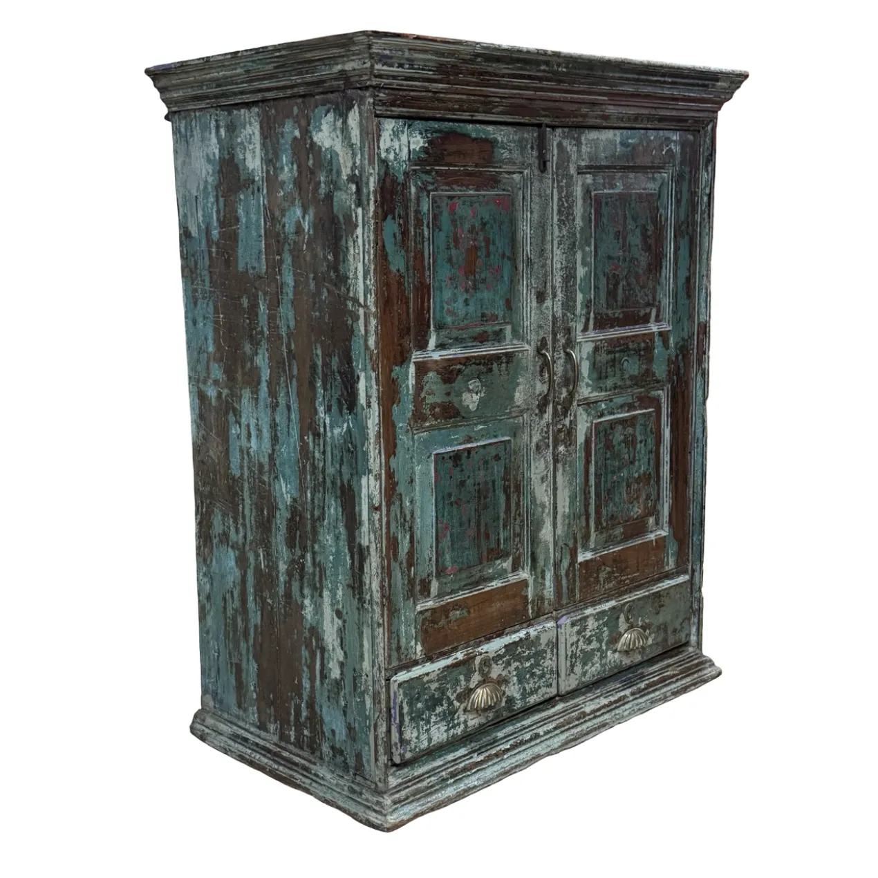 Wandkast 2 deur 2 la blauw finish uniek