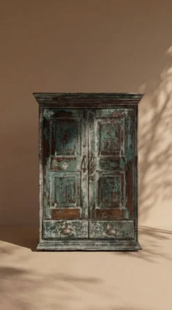 Wandkast 2 deur 2 la blauw finish uniek