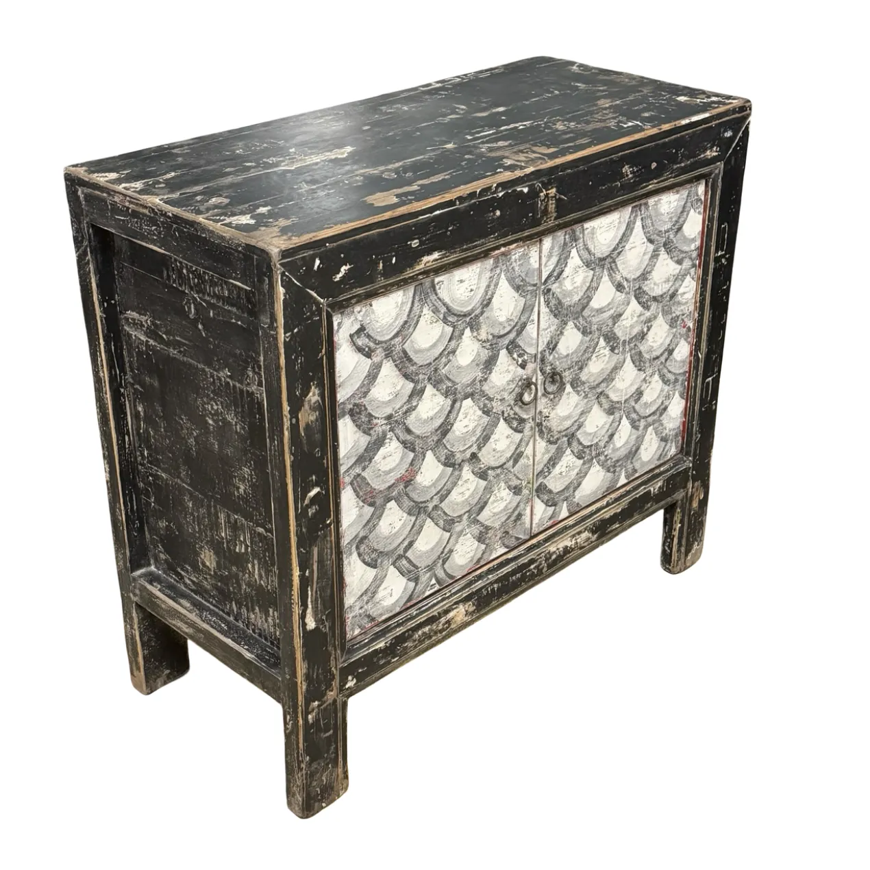 Wandkast 2deur zwart/wit schub uniek