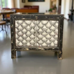Wandkast 2deur zwart/wit schub uniek