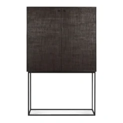 Wandkast Grooves - teak off black/brown - H162 cm