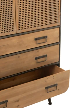 Wandkast metaal/hout Zwart/Naturel