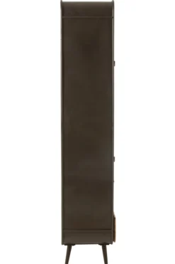 Wandkast metaal/hout Zwart/Naturel