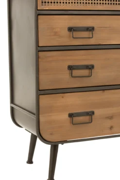 Wandkast metaal/hout Zwart/Naturel