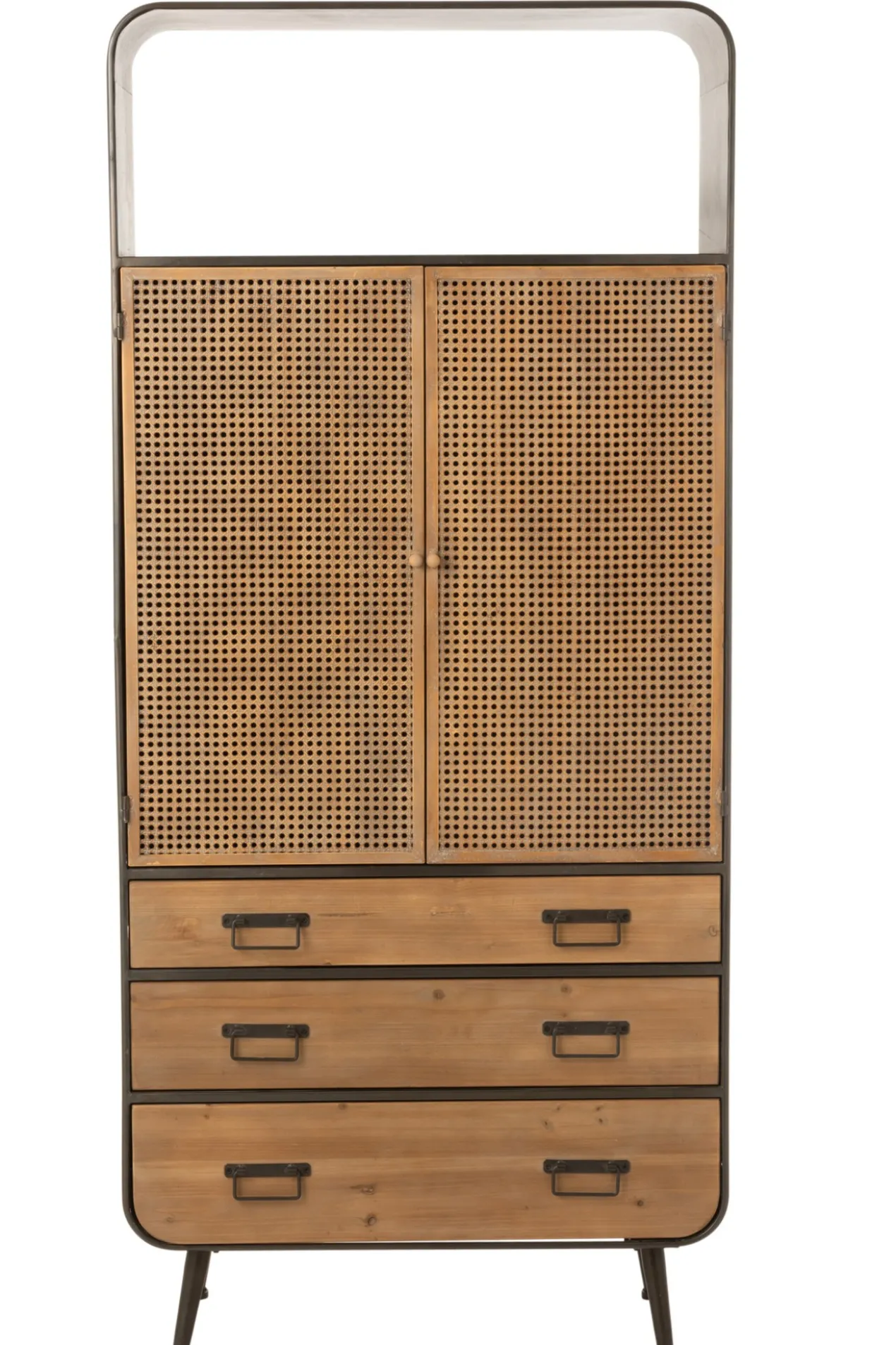 Wandkast metaal/hout Zwart/Naturel