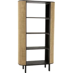Wandkast Molly exotisch hout/rotan zwart