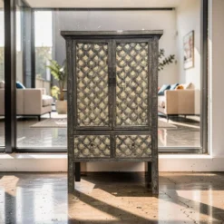 Wandkast zwart/beige