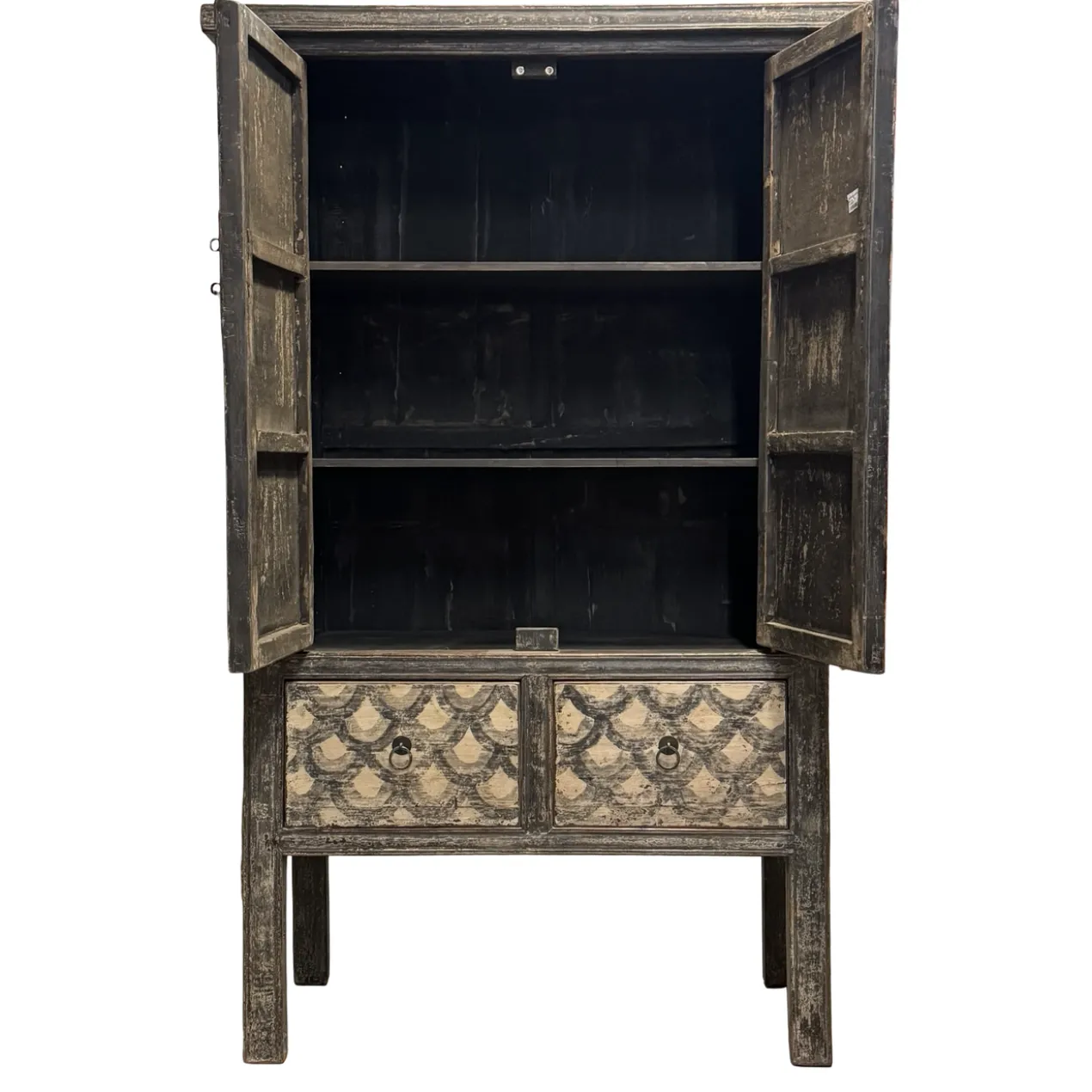 Wandkast zwart/beige