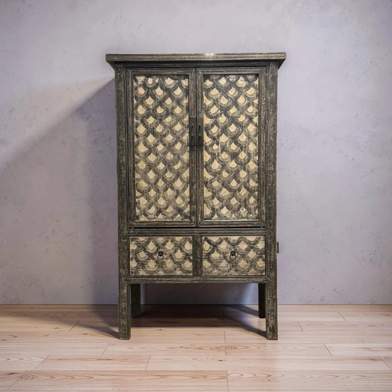Wandkast zwart/beige