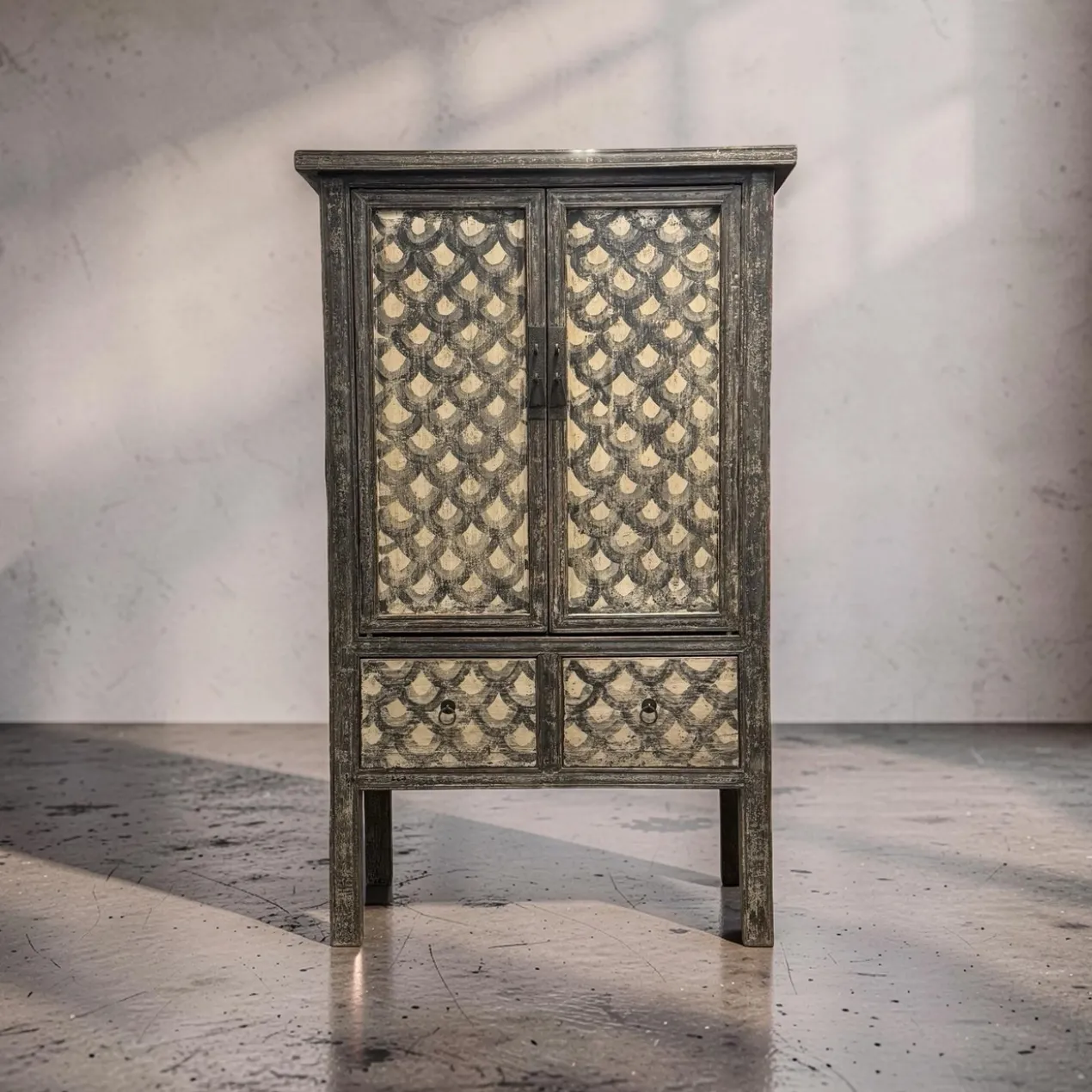 Wandkast zwart/beige