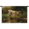Wandkleed Koe aan de waterkant 120 x 80 cm