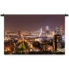 Wandkleed Skyline van Rotterdam in de avond gezien. 210 x 150 cm