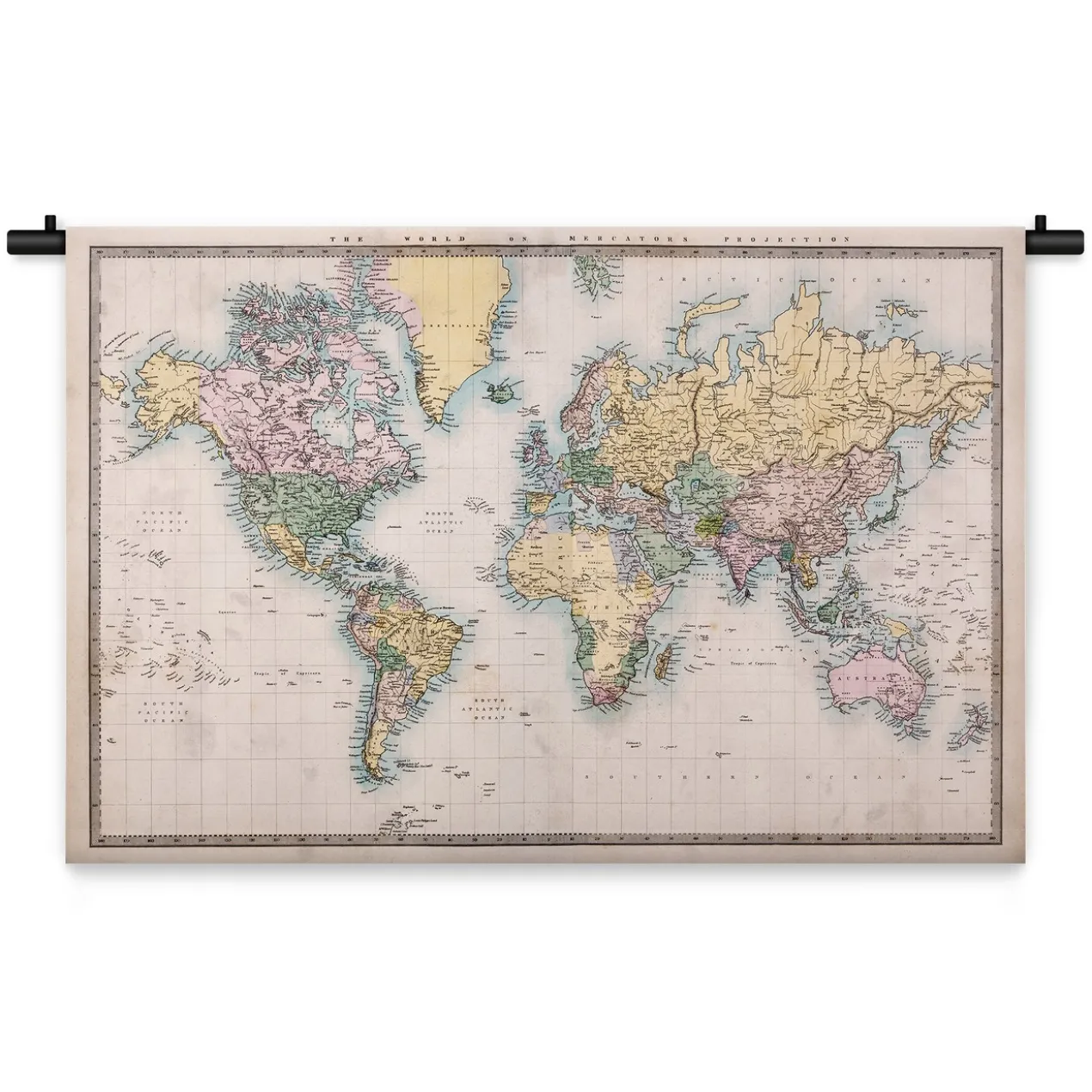 Wandkleed Wereldkaart met landen 180 x 120 cm