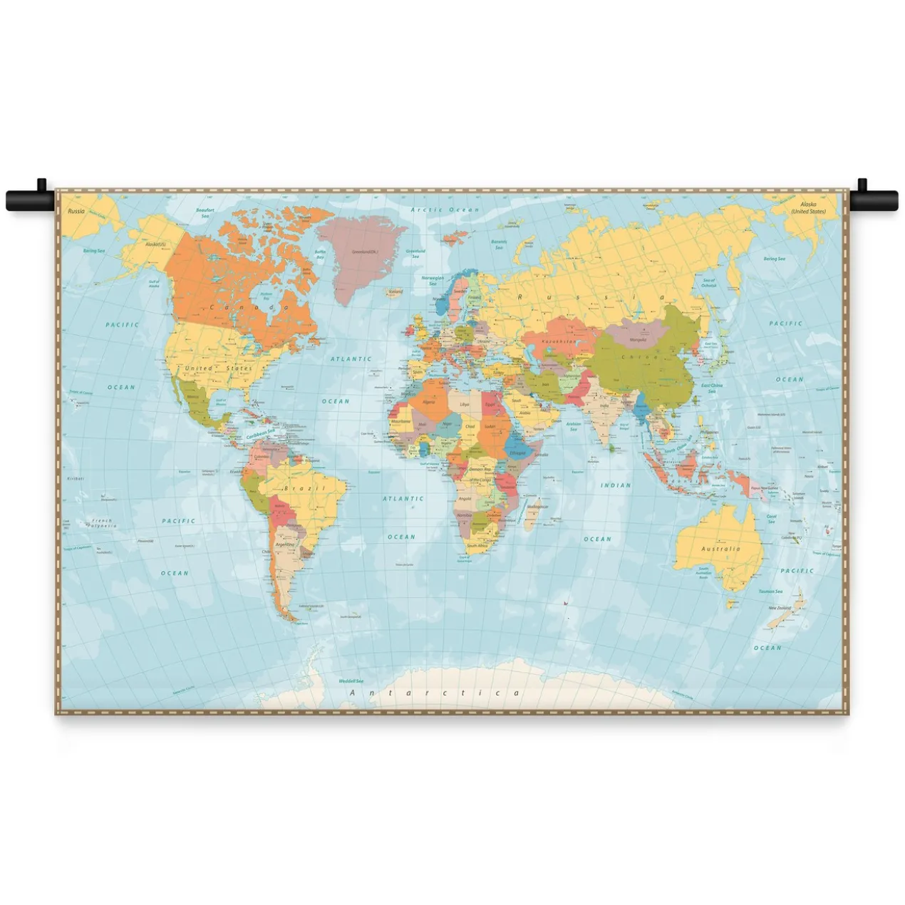 Wandkleed Wereldkaart modern 180 x 120 cm