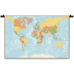 Wandkleed Wereldkaart modern 210 x 150 cm