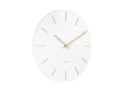 Wandklok Charm staal wit met gouden staafjes klein