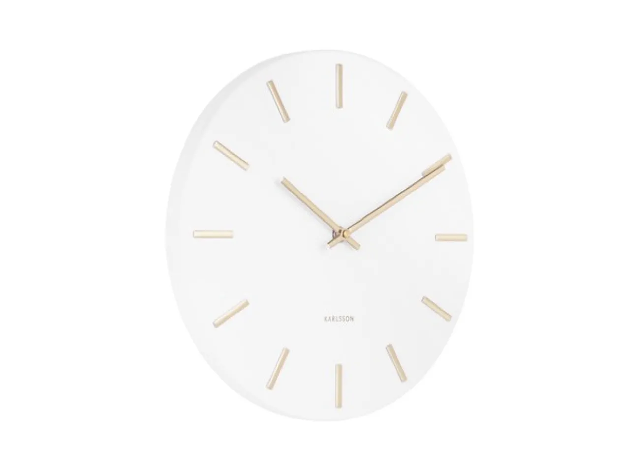 Wandklok Charm staal wit met gouden staafjes klein
