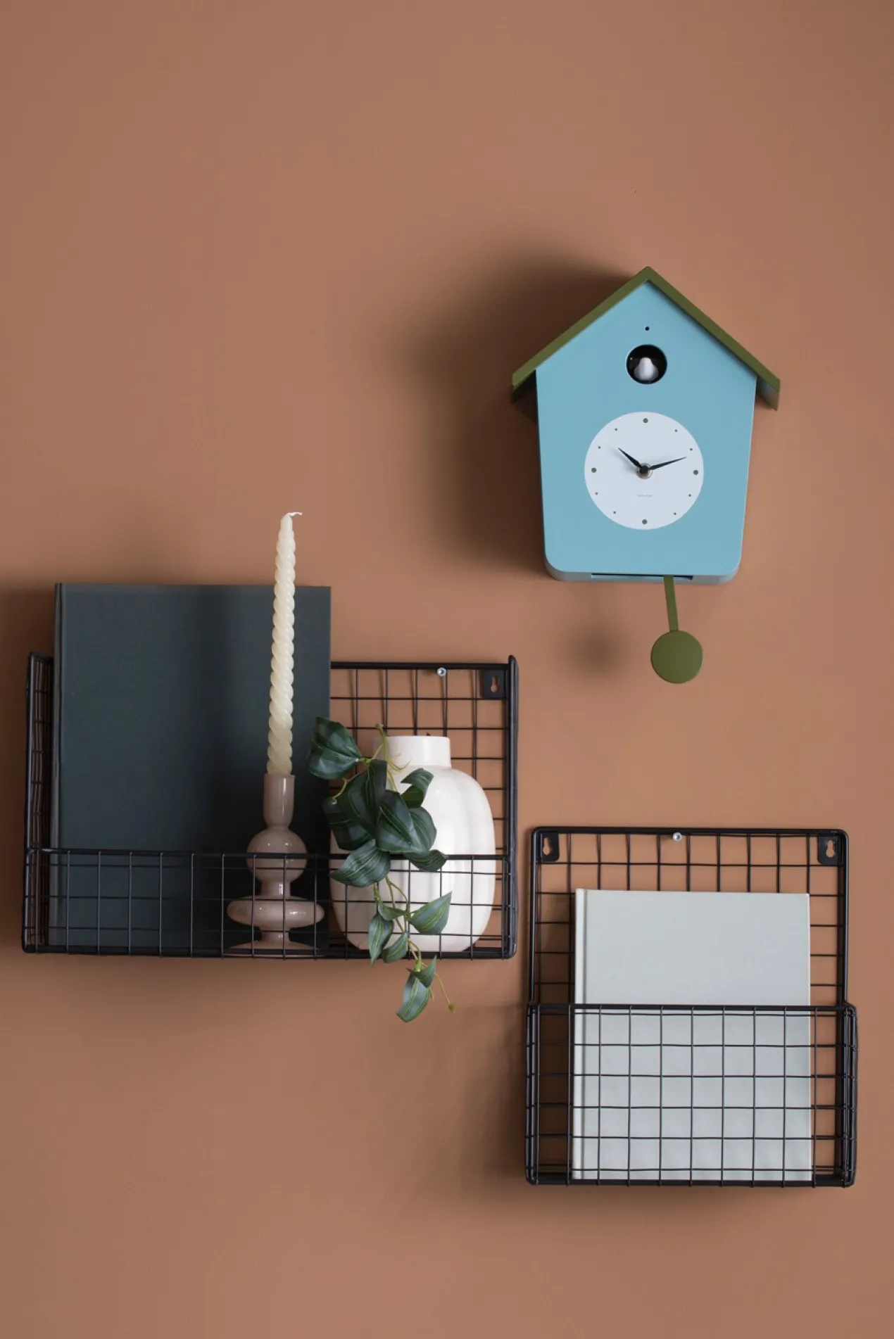 Wandklok Cuckoo Light - Legergroen & okergeel
