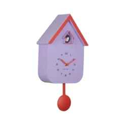 Wandklok Dupla Color Koekoek Paars Oranje