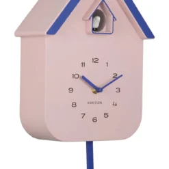 Wandklok Dupla Color Koekoek Roze Blauw