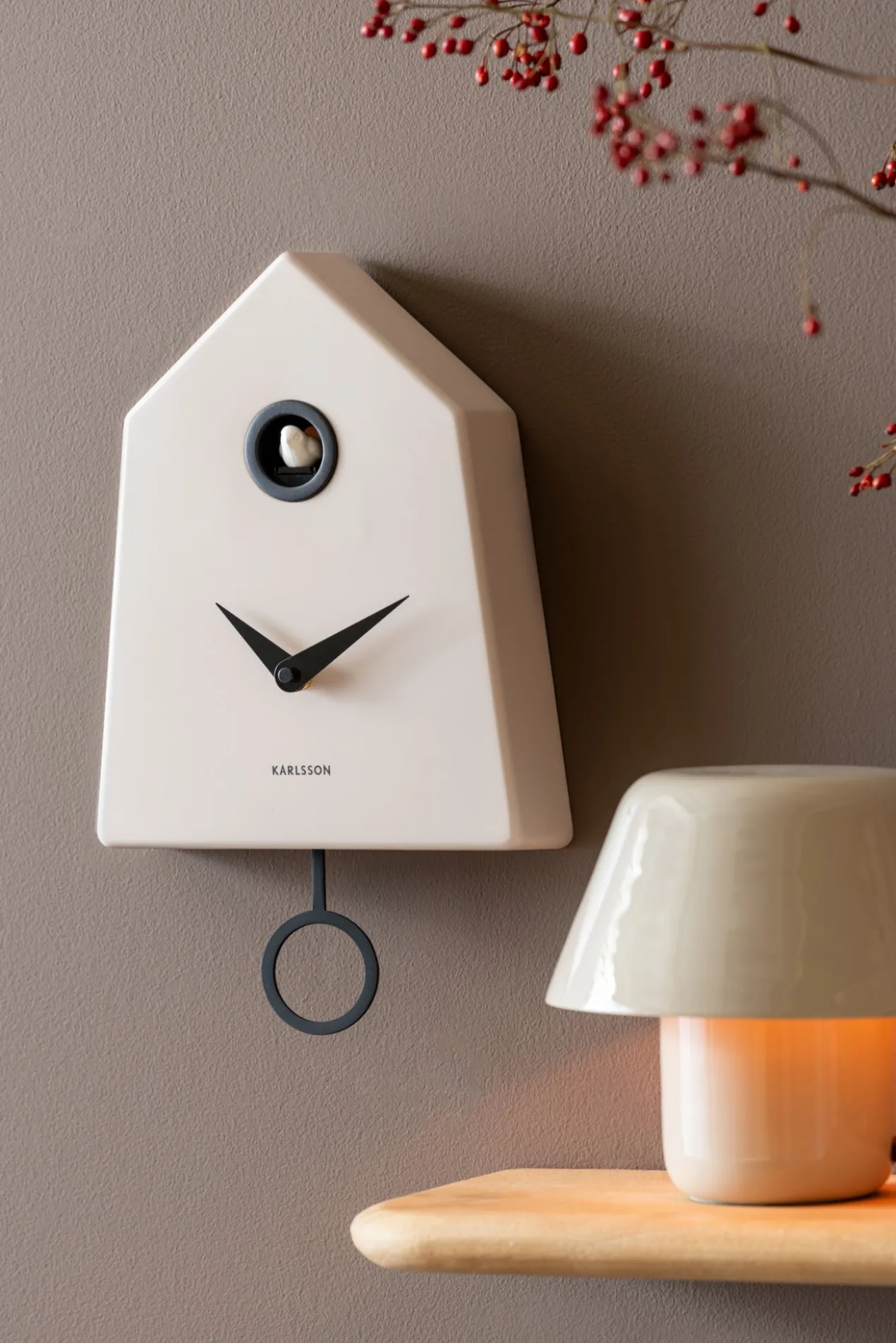 Wandklok Grafico Cuckoo warm grey