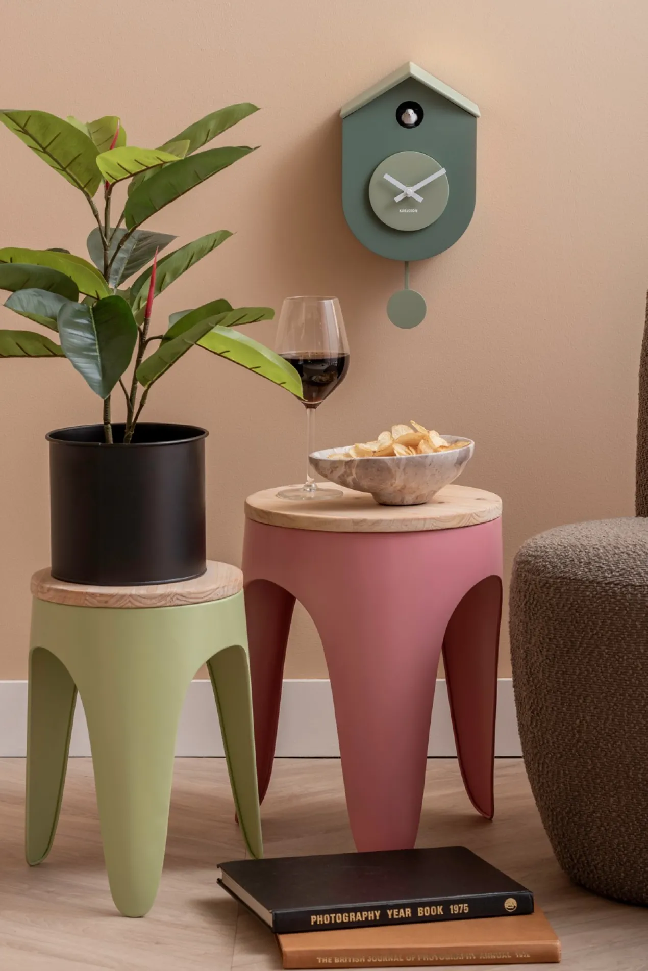 Wandklok Grato Cuckoo - Roze