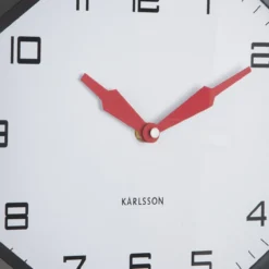 Wandklok Modern Factory Octagon Helderrood