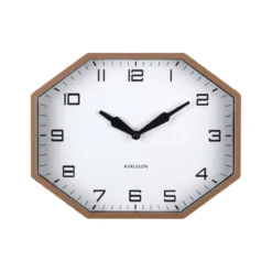 Wandklok Modern Factory Octagon Mokkabruin