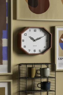 Wandklok Modern Factory Octagon Rode oker
