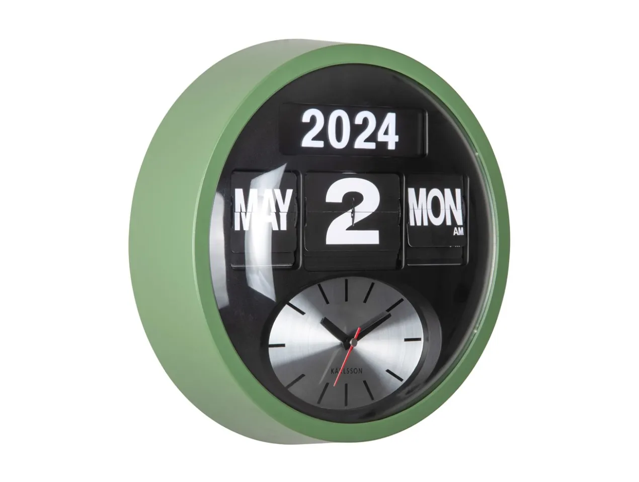 Wandklok Round Flip - Jungle groen