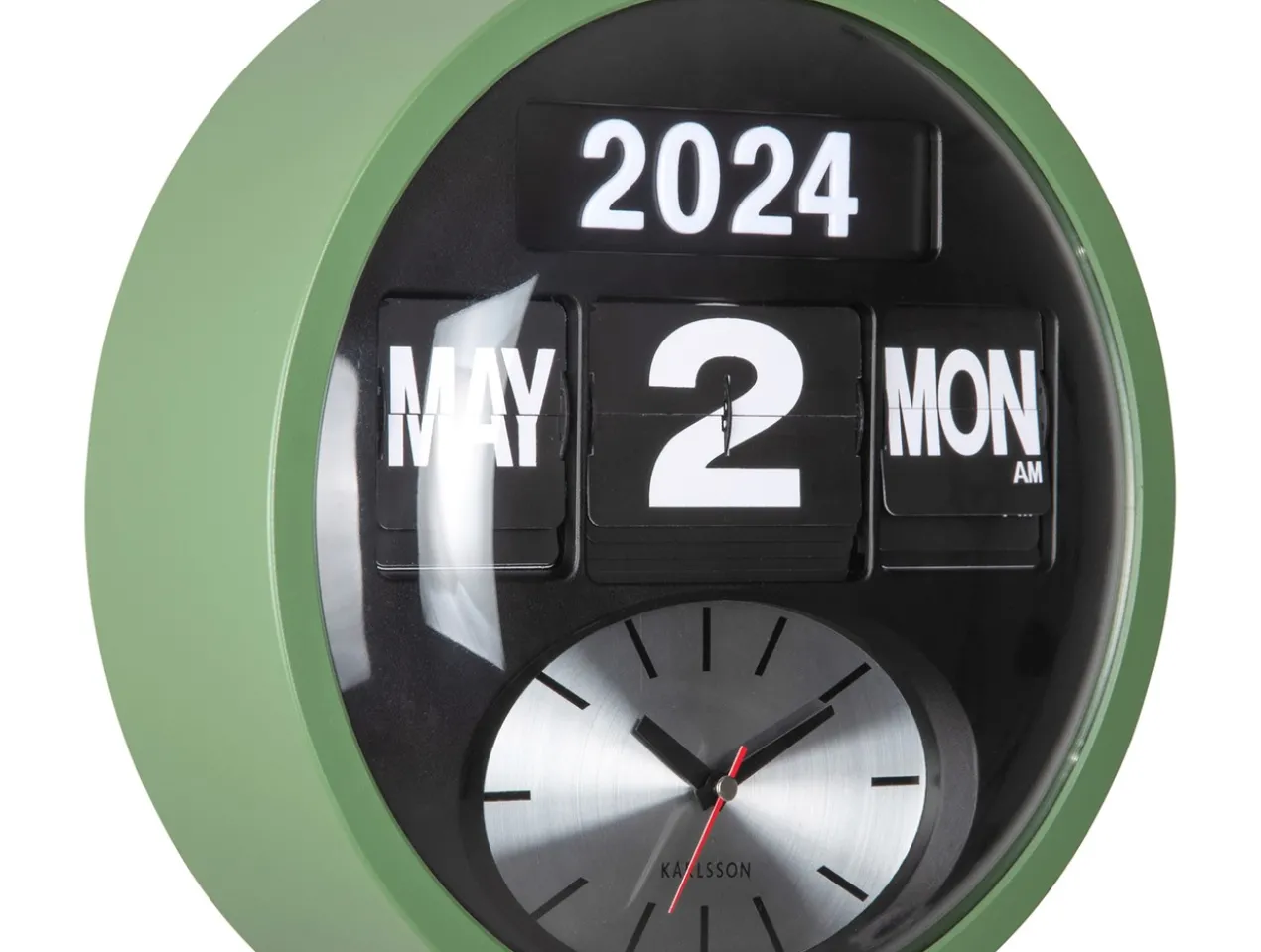 Wandklok Round Flip - Jungle groen