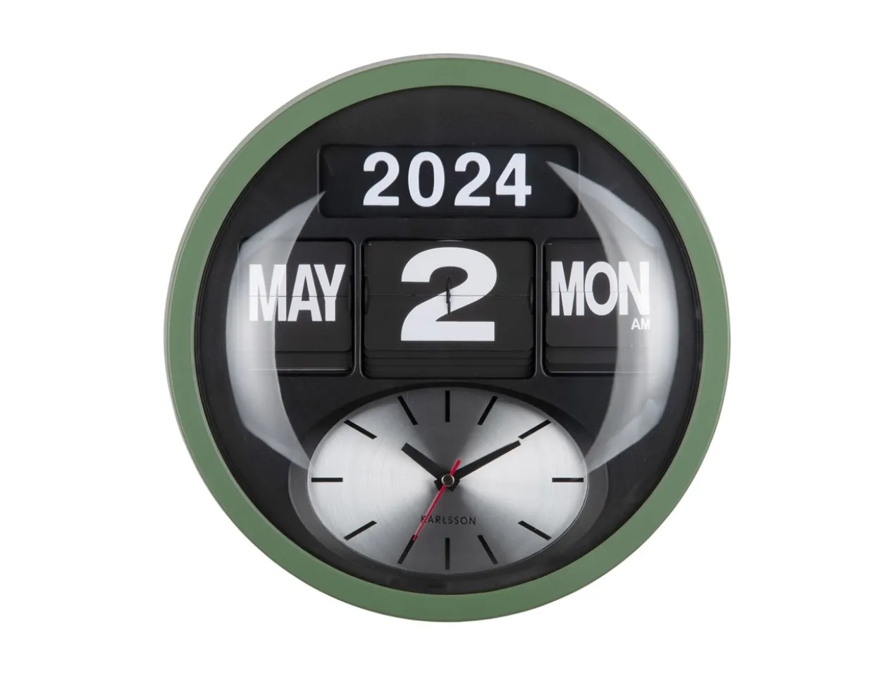 Wandklok Round Flip - Jungle groen