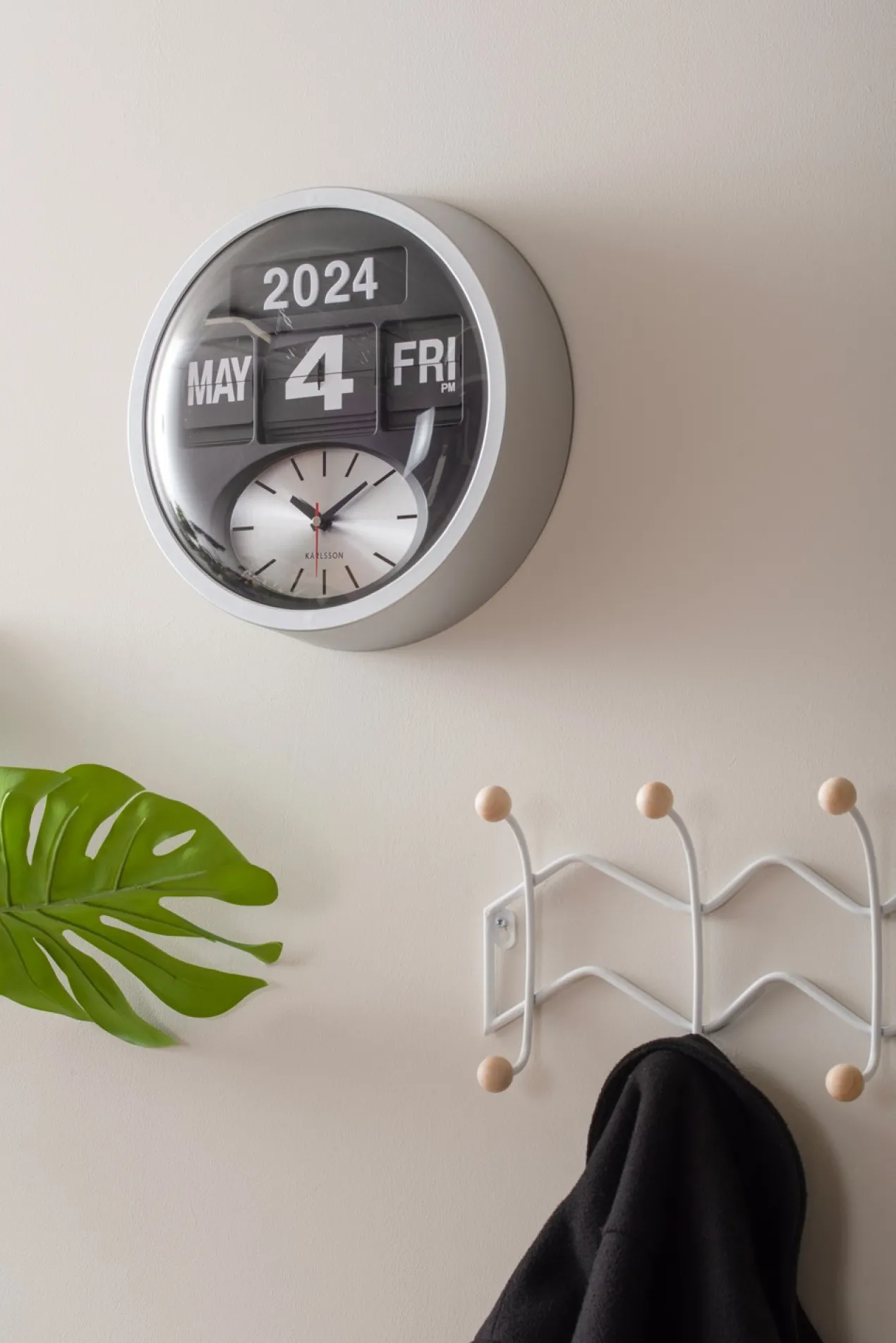 Wandklok Round Flip - Wit