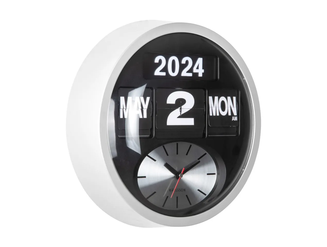 Wandklok Round Flip - Wit