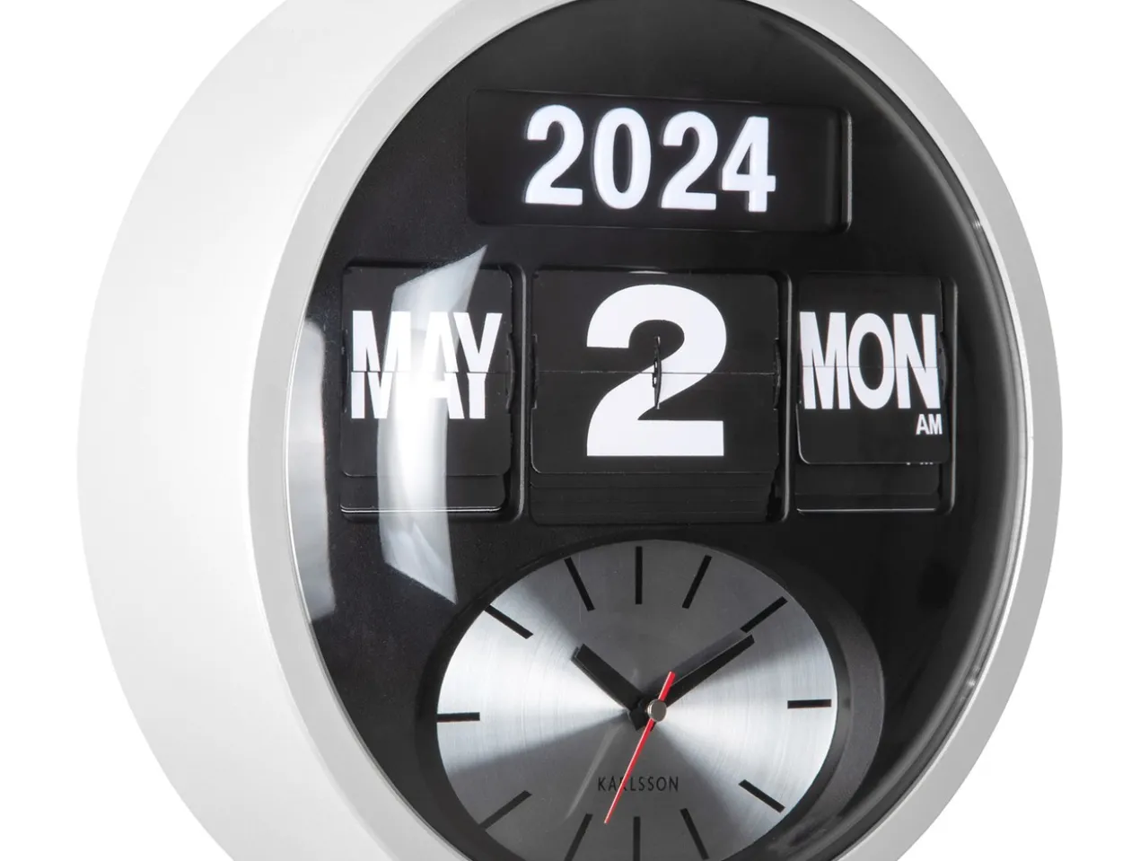 Wandklok Round Flip - Wit