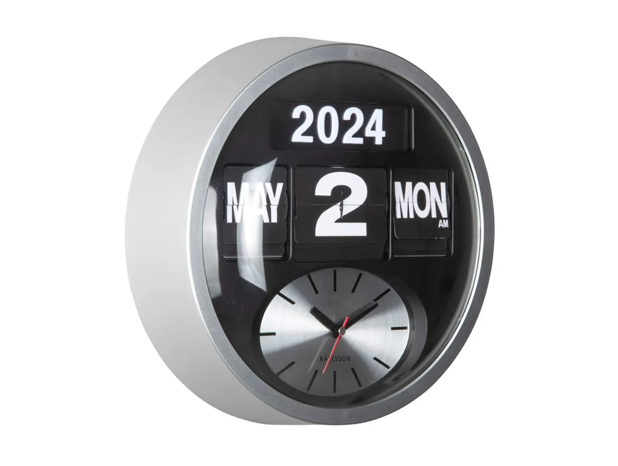 Wandklok Round Flip - Zilver