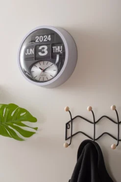 Wandklok Round Flip - Zilver