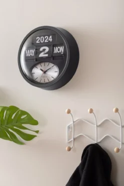 Wandklok Round Flip - Zilver