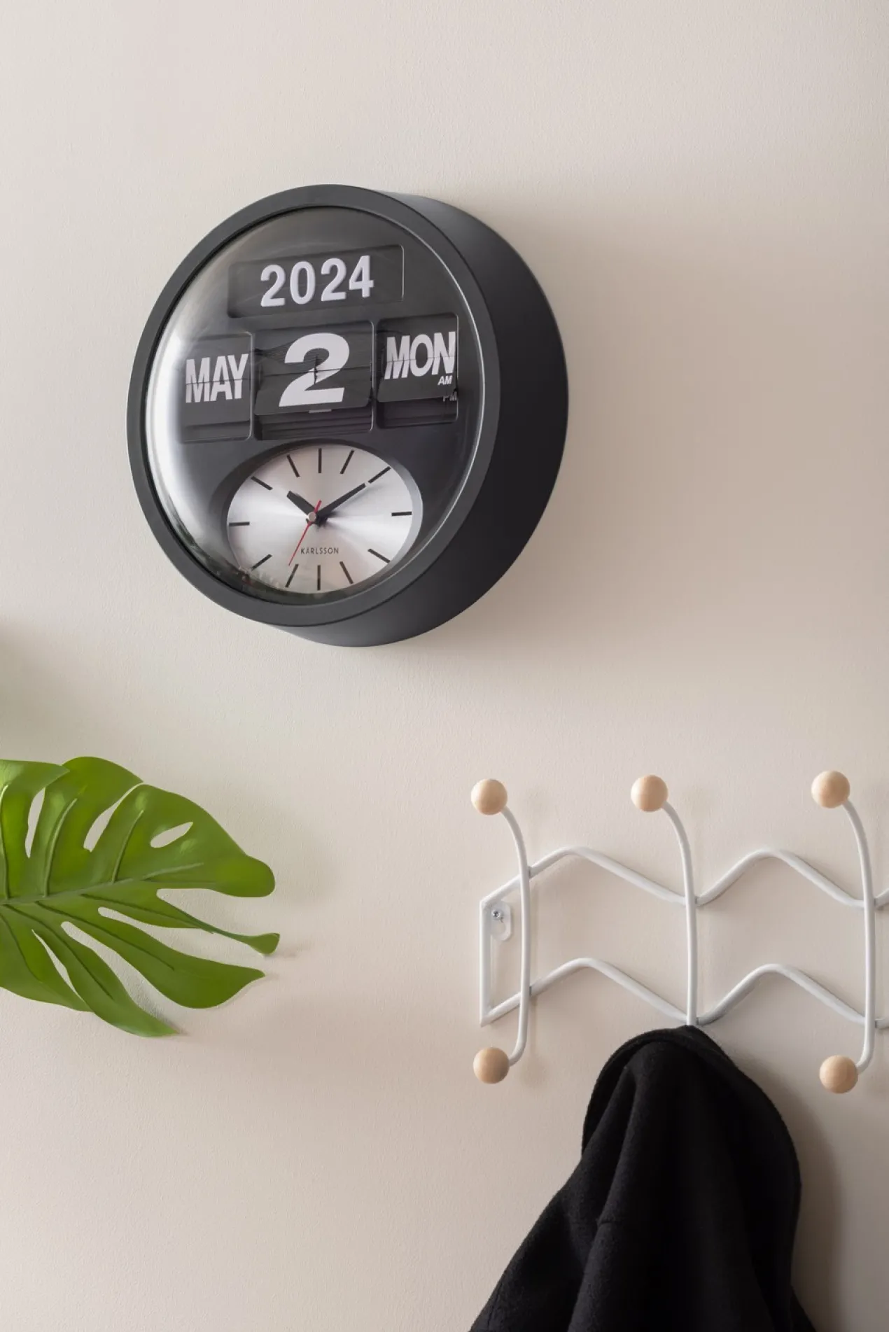 Wandklok Round Flip - Zilver