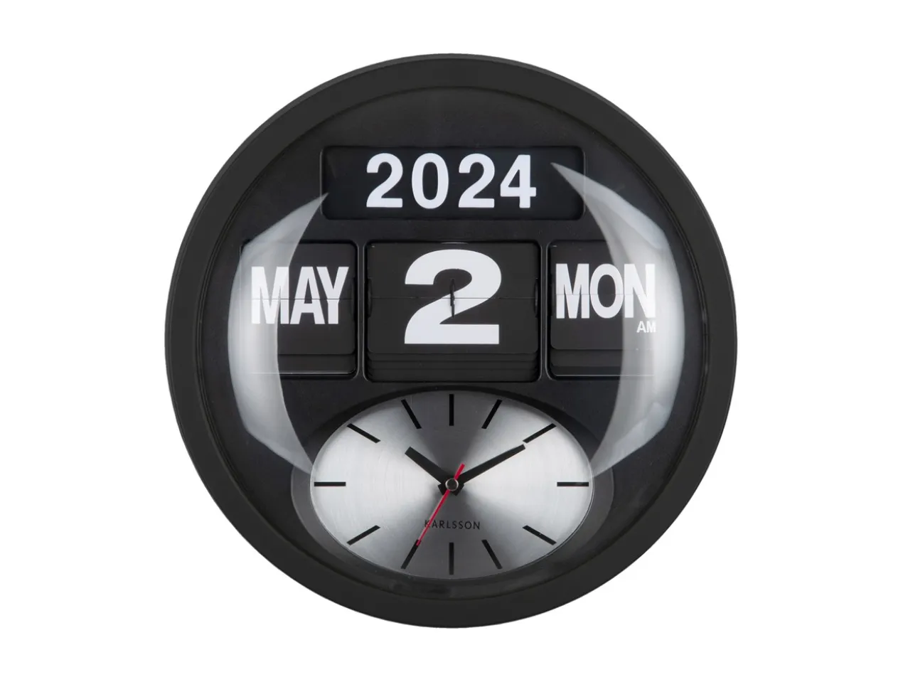 Wandklok Round Flip - Zwart