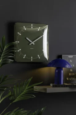 Wandklok Sucinto Dome Square Luxegroen