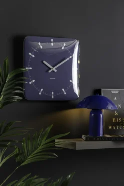 Wandklok Sucinto Dome Square Navy blauw